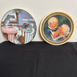 Vtg-2-item bundle Norman Rockwell collectible Knowels China & Country Kitties